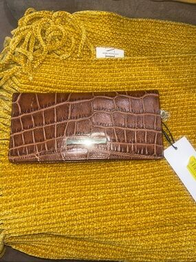 Brahmin Brown Croc-Embossed Wallet Clutch